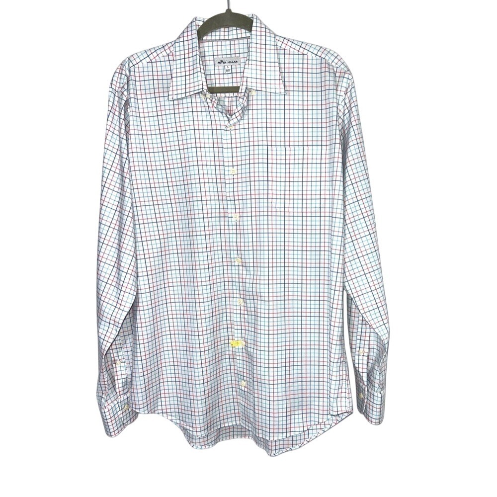 Peter‎ Millar Mens shirt size Large Cotton Long Sleeve Button Down Multi-Color